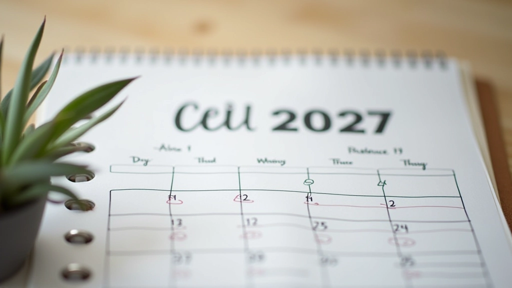 Calendrier 2027 avec objectifs financiers écrits et planification budgétaire pour l'année nouvelle