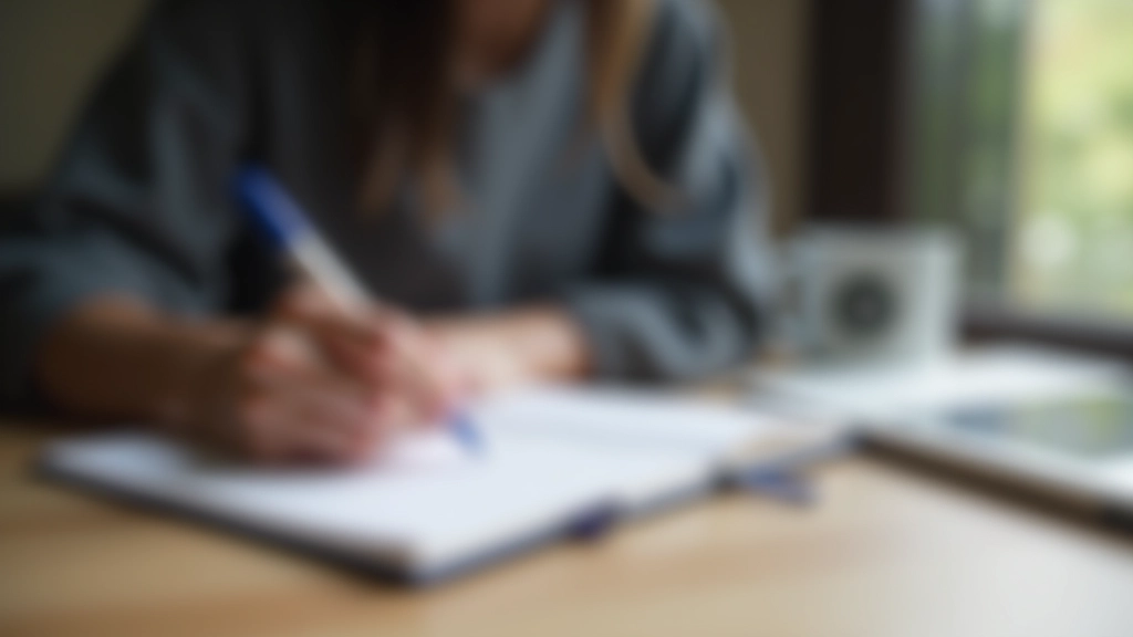 Personne écrivant ses nouveaux objectifs financiers pour l'année 2027 dans un carnet de planning