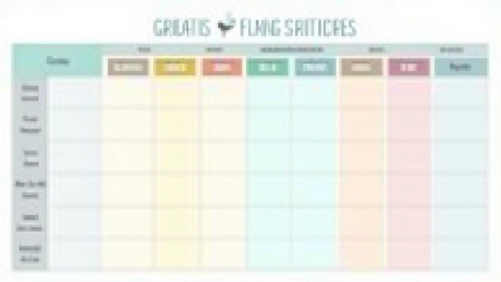 Tableau de catégorisation des dépenses ménagères avec différentes couleurs pour chaque catégorie